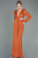 Длинное Чешуйчатое Вечернее Платье Оранжевый ABU2784