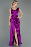 Длинное Атласное Вечернее Платье Фиолетовый ABU2771