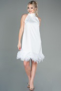 Короткое Атласное Платье Белый ABK1576