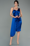 Короткое Атласное Платье Ярко-синий ABK1579