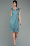 Короткое Кружевное Платье Бирюзовый ABK1550