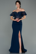 Длинное Вечернее Платье Темно-синий ABU3077
