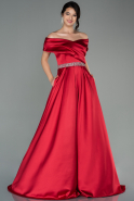 Длинное Атласное Вечернее Платье красный ABU2795