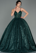 Длинное Вечернее Платье Со Чешуей Изумрудно-зеленый ABU2801