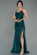 Длинное Вечернее Платье Изумрудно-зеленый ABU2803