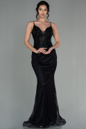 Длинное Вечернее Платье Из Кружева Черный ABU2473