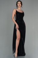 Длинное Пригласительное Платье Черный ABU2807