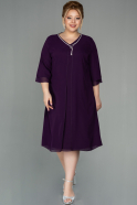 Короткое Шифоновое Вечернее Платье Тёмно-пурпурный ABK1591