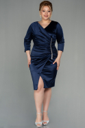 Миди Сатиновое Вечернее Платье Темно-синий ABK1592