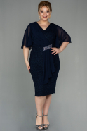 Короткое Платье Большого Размера Темно-синий ABK1581