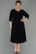 Миди Вечернее Платье Большого Размера Черный ABK1595