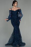 Длинное Вечернее Платье Темно-синий ABU2816