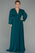 Большое Шифоновое Вечернее Платье Изумрудно-зеленый ABU1987