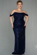 Длинное Вечернее Платье С Чешуйками Темно-синий ABU2781
