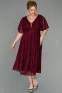 Миди Вечернее Платье Большого Размера Бордовый ABK1253