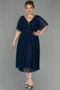 Миди Вечернее Платье Большого Размера Темно-синий ABK1253