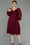 Миди Вечернее Платье Большого Размера Бордовый ABK1594