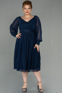 Миди Вечернее Платье Большого Размера Темно-синий ABK1594
