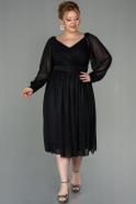 Миди Вечернее Платье Большого Размера Черный ABK1594