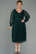 Миди Вечернее Платье Большого Размера Изумрудно-зеленый ABK1594