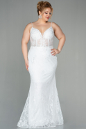 Большое Длинное Кружевное Платье Белый ABU2574