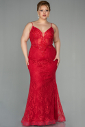 Большое Длинное Кружевное Платье красный ABU2574