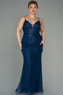 Большое Длинное Кружевное Платье Темно-синий ABU2574