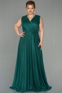 Длинное Свободное Вечернее Платье Изумрудно-зеленый ABU1762