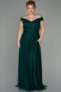 Длинное Свободное Вечернее Платье Тёмно-зелёный ABU020
