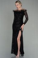 Длинное Вечернее Платье С Чешуйками Черный ABU2821