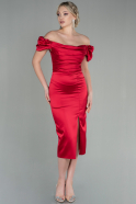 Миди Сатиновое Ночное Платье красный ABK1601