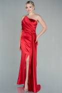Длинное Атласное Вечернее Платье красный ABU2817