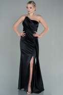 Длинное Атласное Вечернее Платье Черный ABU2817