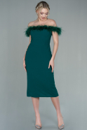 Миди Пригласительное Платье Изумрудно-зеленый ABK1607