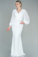 Длинное Шифоновое Вечернее Платье Белый ABU2818