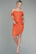 Короткое Платье С Чешуей Оранжевый ABK1602