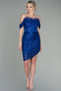 Короткое Платье С Чешуей Ярко-синий ABK1605
