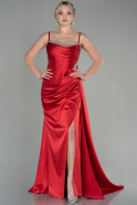 Длинное Атласное Вечернее Платье красный ABU2792