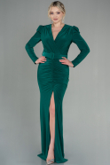 Длинное Вечернее Платье Изумрудно-зеленый ABU2812