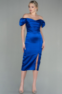 Миди Сатиновое Ночное Платье Ярко-синий ABK1601