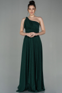 Длинное Вечернее Платье Изумрудно-зеленый ABU2834