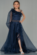 Длинное Девичье Платье Темно-синий ABU2453
