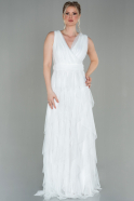 Длинное Выпускное Платье Белый ABU2429