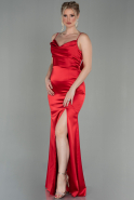 Длинное Атласное Вечернее Платье красный ABU2851