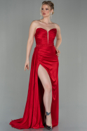 Длинное Атласное Вечернее Платье красный ABU2847