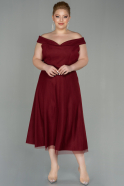 Миди Вечернее Платье Большого Размера Бордовый ABK1221