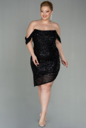 Короткое Чешуйчатое Вечернее Платье Черный ABK1603