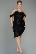 Короткое Чешуйчатое Вечернее Платье Черный ABK1606