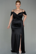 Большое Атласное Платье Черный ABU2855