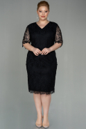 Кружевное Платье Миди Большого Размера Черный ABK1623